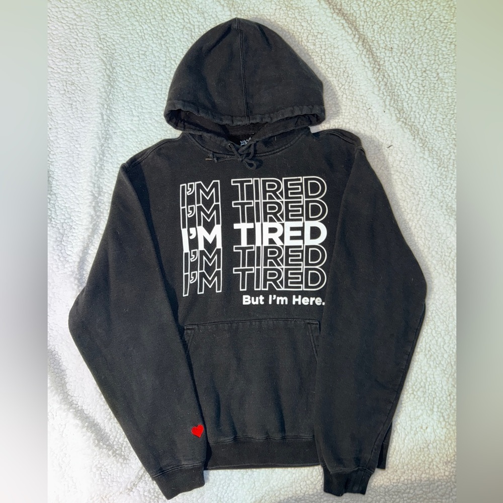 girrlscout black “i’m tired” sweatshirt